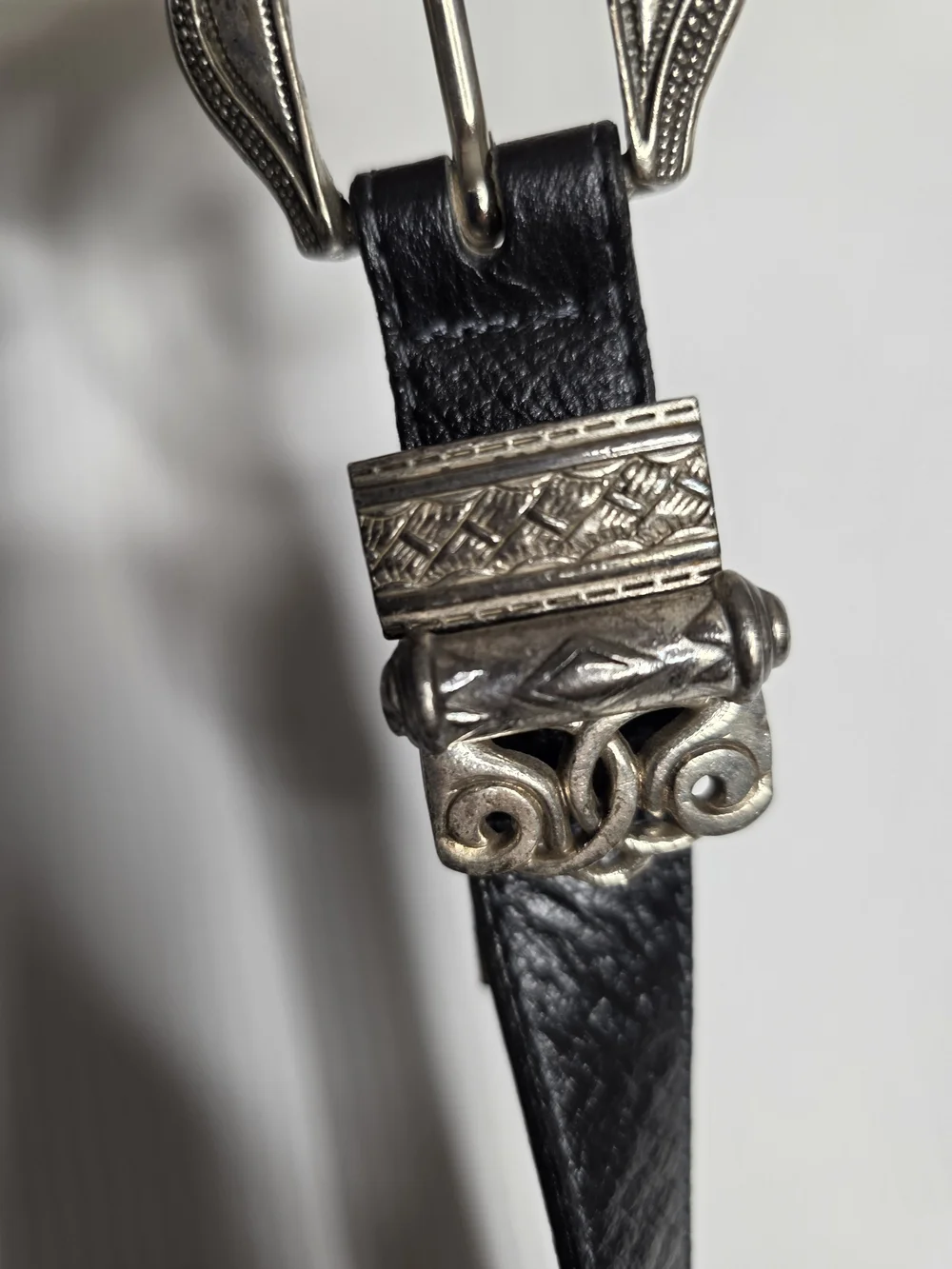 Leatherock Vintage Western Tooled Leather Belt Black Women's Size L